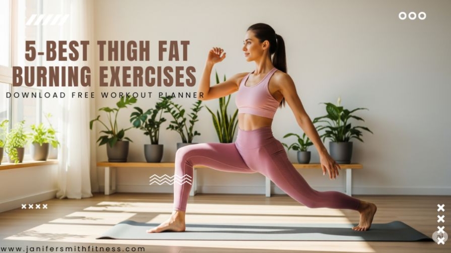 Thigh fat burning exercises for women and men, part of a fitness guide for weight loss and toning.