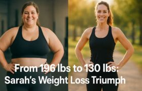 From 196lbs to 130lbs: Sarah’s Weight Loss Triumph